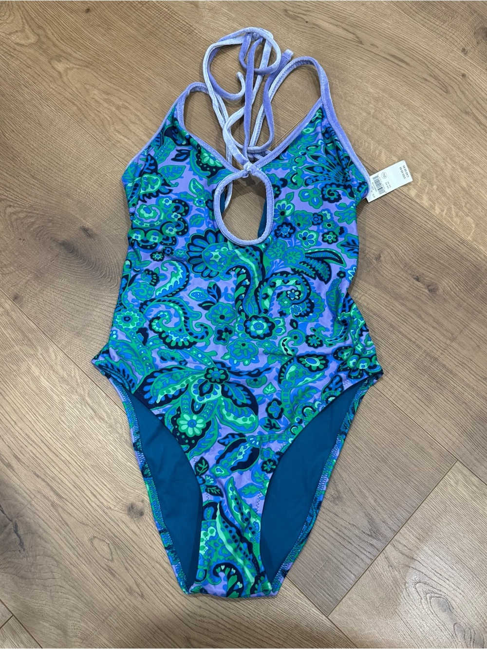 NWT aerie One-Piece Swimsuit in Blue, Green & Purple Paisley